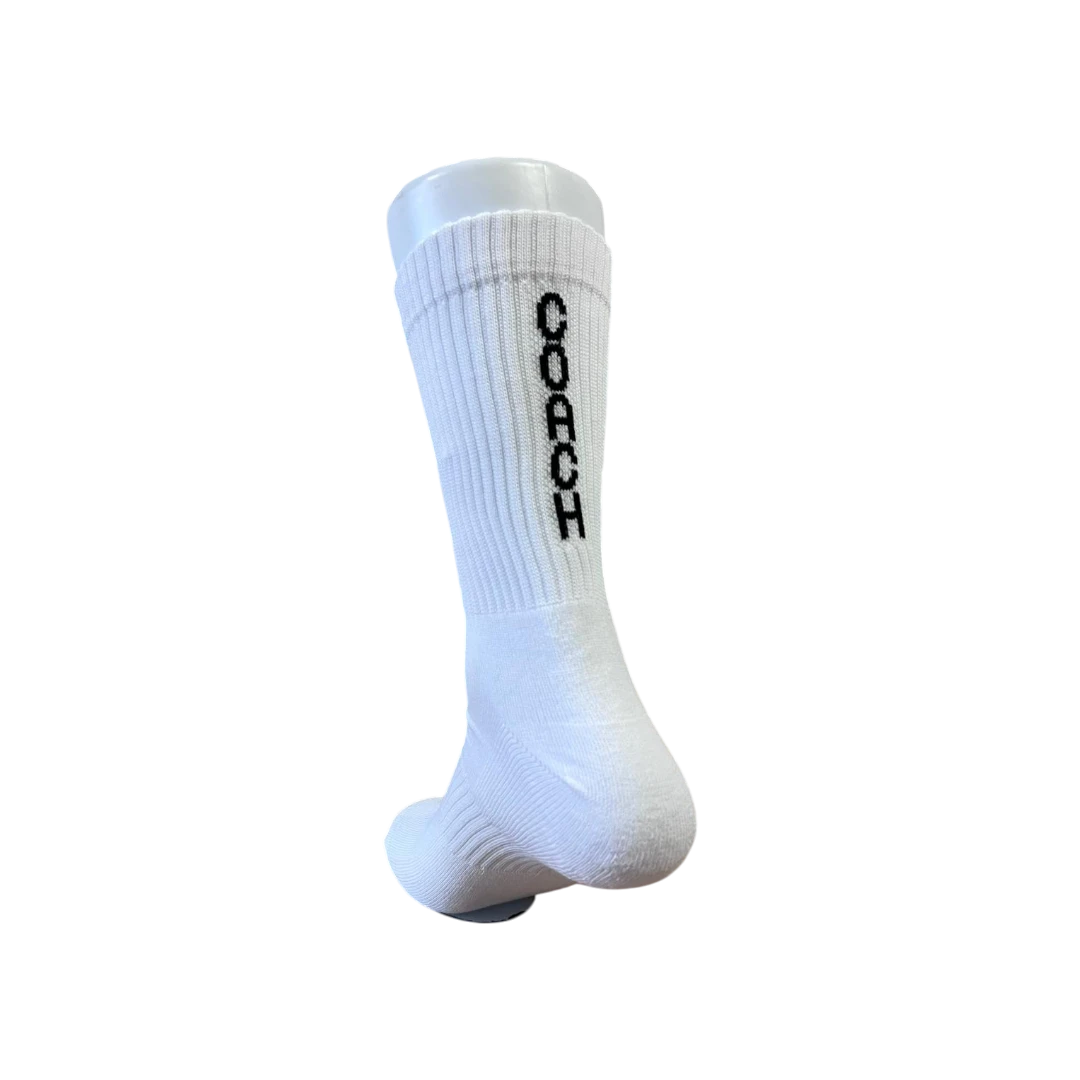 Спортни бели чорапи за треньори с надпис COACH